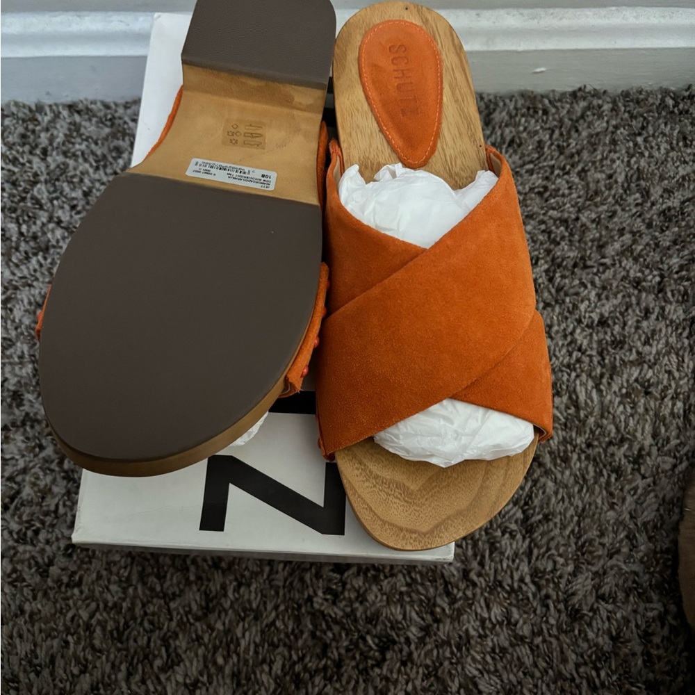 SCHUTZ Bright Tangerine Mules